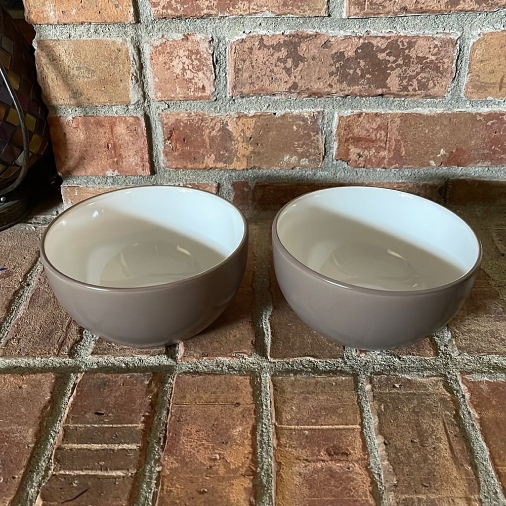 Vtg Pfaltzgraff Harmony Taupe Soup/ Cereal Bowls Set of 2